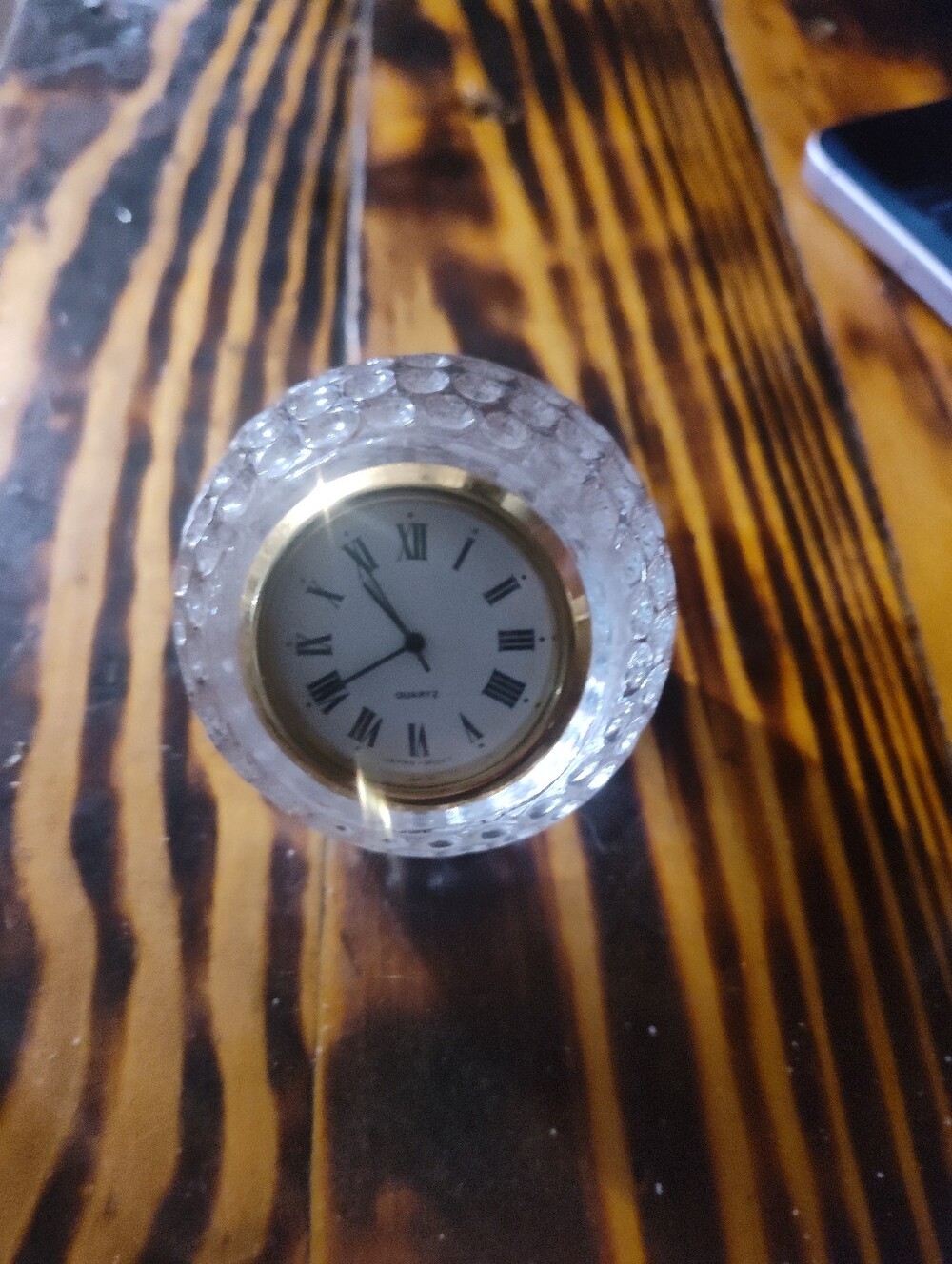 Crystal Accent Wall Clock - Clear with Gold Trim